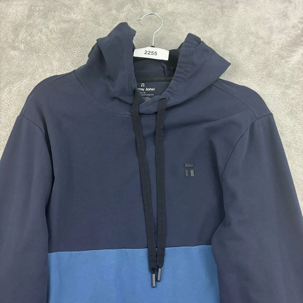 Tommy John Go Anywhere Hoodie Sweatshirt Mens M‎ Blue Colorblock Cotton Blend
